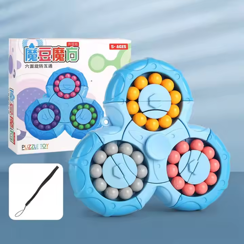 Double-sided ball three-ring magic beans six-sided rotating interchangeable fidget spinner educational squeeze toy