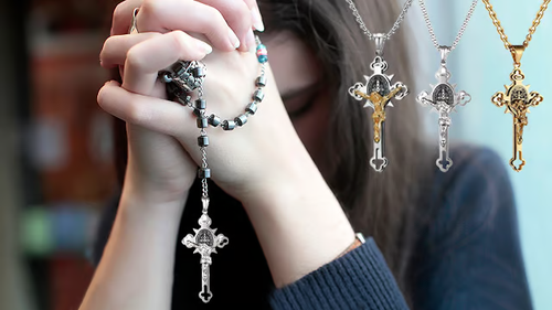 ST.Benedict Protection Cross Power Pendant Necklace