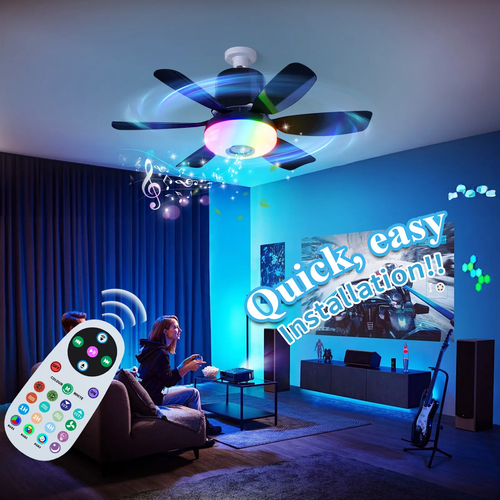 RGB Phantom Rhythm Shade Adjustment Decoration Modern Remote Control Bldc Best Music Smart Home Light LED Ceiling Fan
