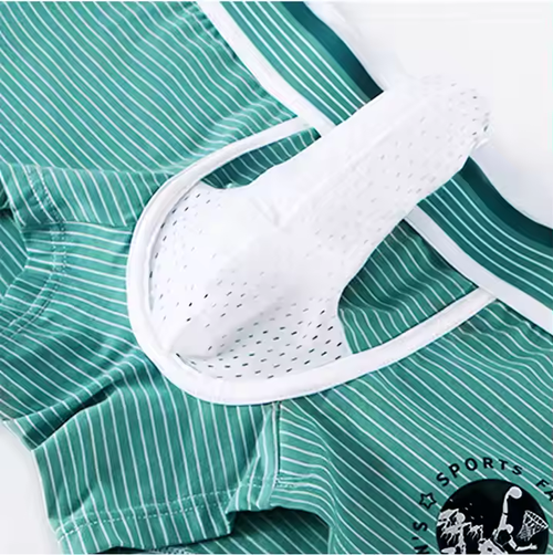 Men's Underwear Elephant Dry Pants Breathable Fashion Striped Separate Pocket Boxer Shorts, Color: Black