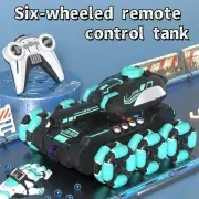 Six-wheel transformable stunt remote control tank - all-terrain vehicle 2.4G gesture sensing, dual remote control, launch, 360° drift stunt, music and lighting