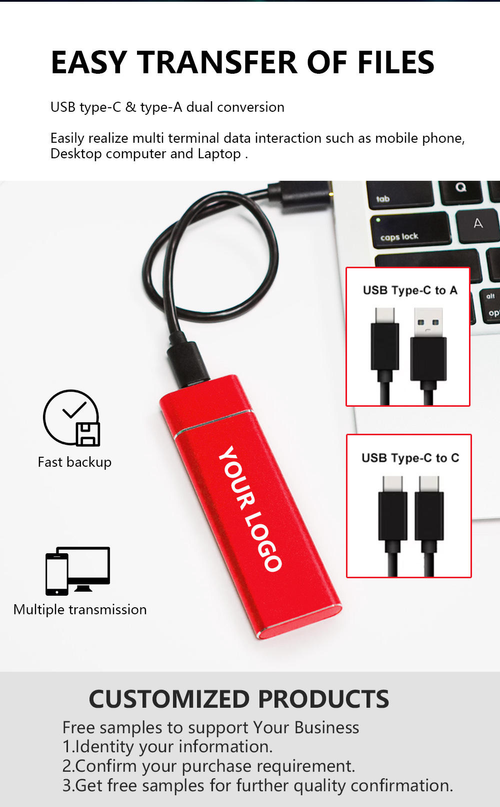 Portable SSD 1T 2TB External Hard Disk USB3.0 Blue Red Black Mobile SSD Solid Disk