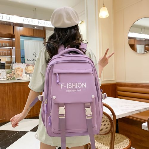 New large-capacity solid color simple and versatile student backpack