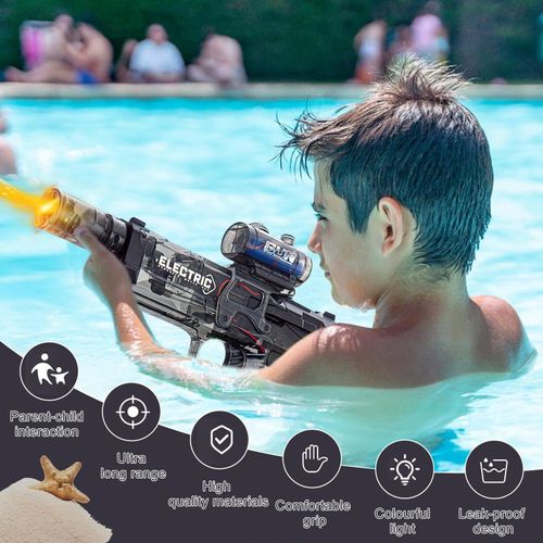 New Long Range Motorized Water Gun Toys with Interactive Lighting High Capacity Water Squirt Guns Summer Outdoor Toys