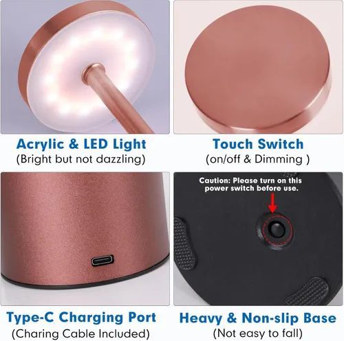 High Lumen Decor Restaurant Bedside Desk Light Bedroom Touch Swith Metal Iron Led Table Lamp