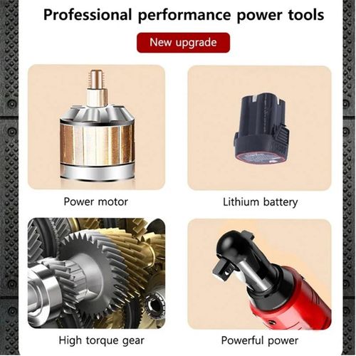 Portable ratchet wrench with high torque, 90 degrees, auto repair rechargeable wrench, lithium battery tool set