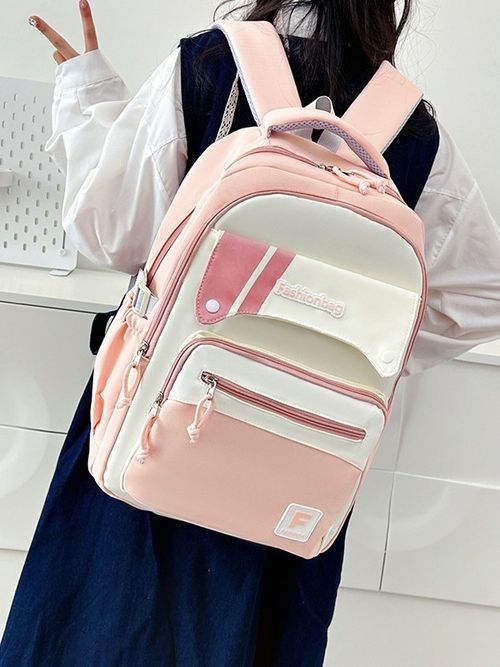 Large-capacity backpack for leisure travel, campus style, color-matching schoolbag for junior and senior high school students