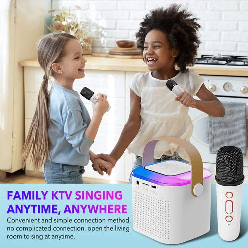 Portable Wireless Karaoke Machine with Dual Microphones, Powerful Bluetooth Speaker for Indoor and Outdoor Party Events