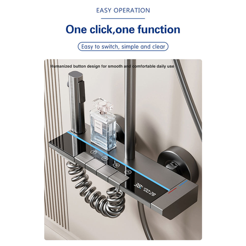 Digital display atmosphere piano key shower head set for home use