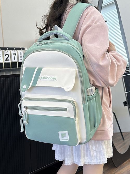 Large-capacity backpack for leisure travel, campus style, color-matching schoolbag for junior and senior high school students