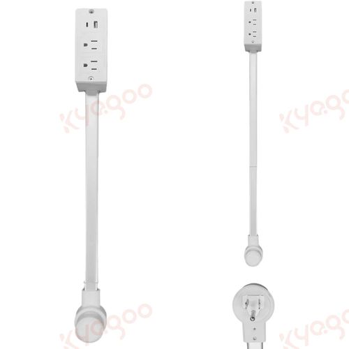 Short extension cord power socket extender with protector, flat multi-plug extender for home office