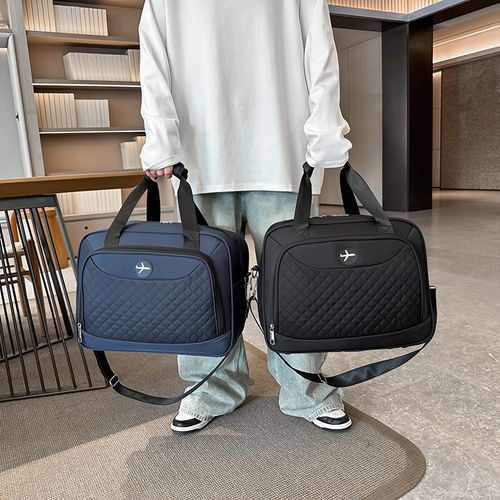 Short-distance luggage backpack, women's embroidered checkered fashionable sports and fitness bag, dry and wet separated leisure travel bag