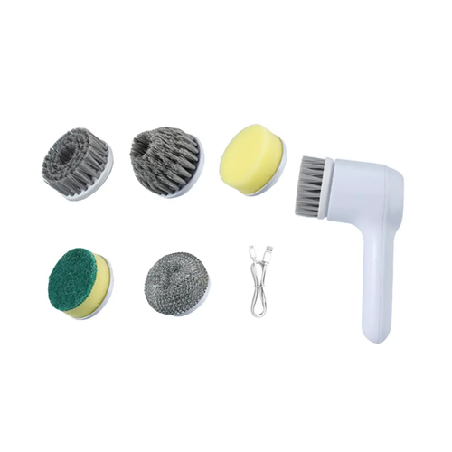 Multi-functional electric cleaning brush, mini household kitchen and bathroom waterproof, multi-brush head portable, lazy person's magic brush