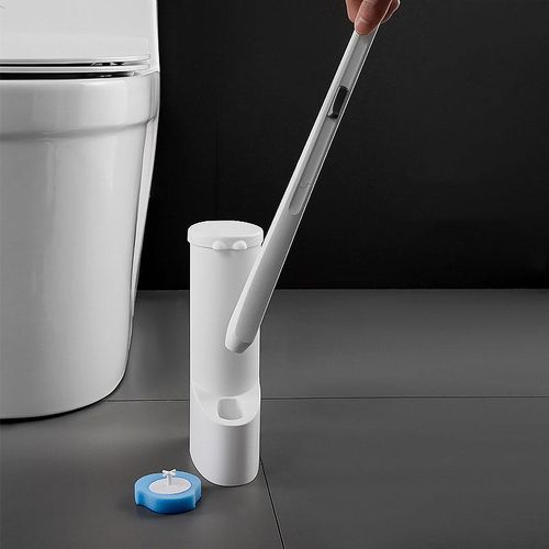 Wall-mounted soft rubber flat-head bathroom cleaning brush holder set with ventilation slot base TPR toilet brush