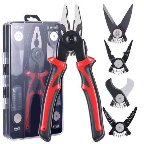 Multifunctional 5-in-1 Interchangeable Pliers Set Tool Wire Pliers Vise Strippers Crimping Pliers