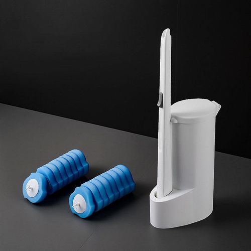 Wall-mounted soft rubber flat-head bathroom cleaning brush holder set with ventilation slot base TPR toilet brush