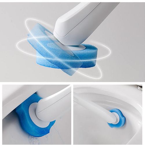Wall-mounted soft rubber flat-head bathroom cleaning brush holder set with ventilation slot base TPR toilet brush