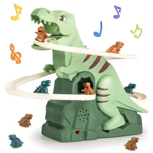 Kids Dinosaur Roller Coaster Toy with Light and Music Climb Stairs Toy