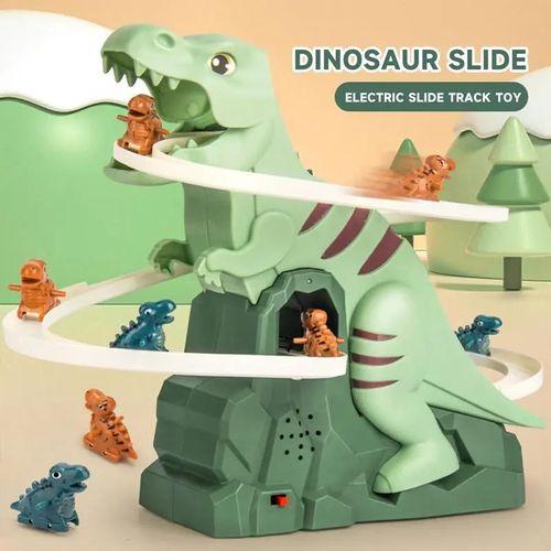Kids Dinosaur Roller Coaster Toy with Light and Music Climb Stairs Toy