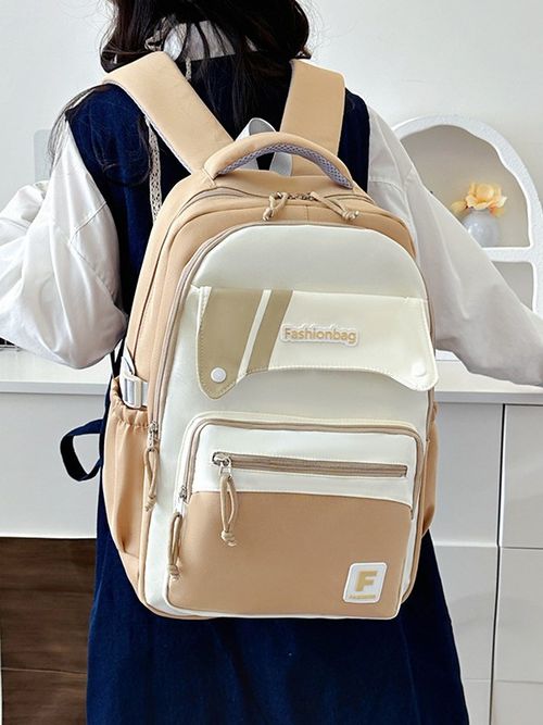 Large-capacity backpack for leisure travel, campus style, color-matching schoolbag for junior and senior high school students