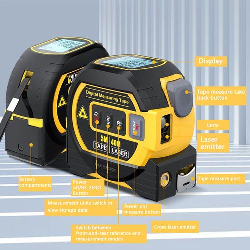 Three-in-one laser distance measuring ruler, infrared distance measuring instrument, steel tape measure, indoor laser measuring instrument, laser ruler, cross marking line