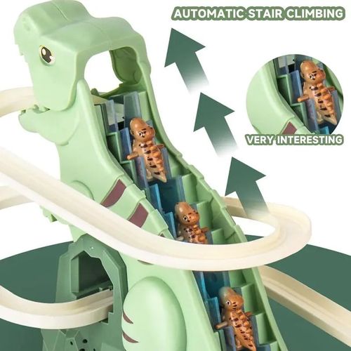 Kids Dinosaur Roller Coaster Toy with Light and Music Climb Stairs Toy