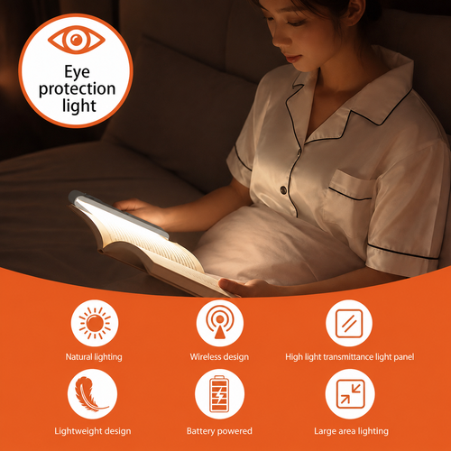 🔥HOT SALE🔥COD! Portable Eye-Friendly LED Reading Lamp, Rechargeable USB Flat Panel Night Light for Study, Dorm Room, Bedroom & Travel