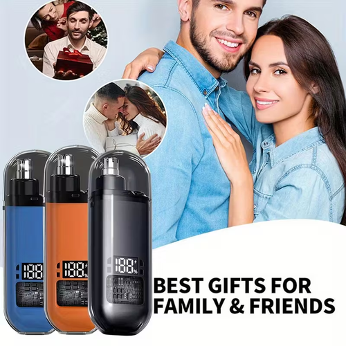 3 pc installed ear and nose hair trimmer with LED display, suitable for both men and women, painless USB rechargeable eyebrow, facial and nose hair trimmer, professional double-edged blade