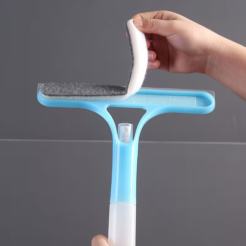 3 pack 3-in-1 & Mirror  - Heavy-Duty Plastic Bathroom Window Cleaner, Door, Scraper, and Wiper - No Electricity Needed, Ideal for Home Use