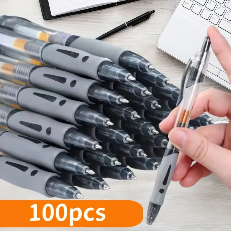 A Set of 100 Retractable Gel Pens with 0.5Mm Black, Blue, And Red Ink, Including 50 Gel Pens And 50 Replacement Refills, Suitable for Writing And Office Use at Home, School, And in The Office.