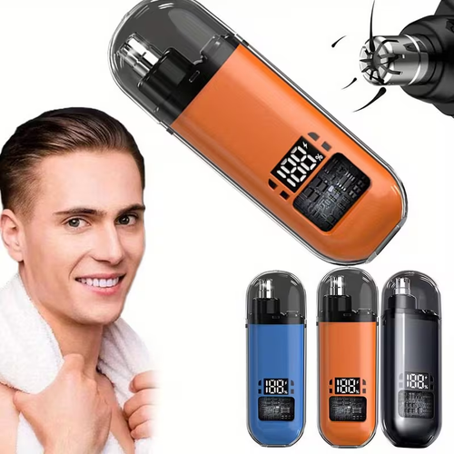 3 pc installed ear and nose hair trimmer with LED display, suitable for both men and women, painless USB rechargeable eyebrow, facial and nose hair trimmer, professional double-edged blade