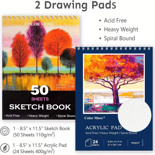 175pcs Deluxe Art Set with 2 Drawing Pads, Crayons, Acrylic Paints, Colored Pencils Set In Wooden Case, Professional Art Kit, Paint Supplies, Gift, Christmas & Halloween, Back to School, Art Kit, Art Tools, Creative Projects, Stylish Art Supplies