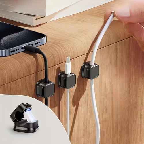 60pcs Magnetic Cable Organizer with Secure Plug Holders - Plastic, Space-Saving Design for Home & Office, Cable Management | Modern Cable Organizer | Durable Plastic Organizer, Cable Organizers And Storage