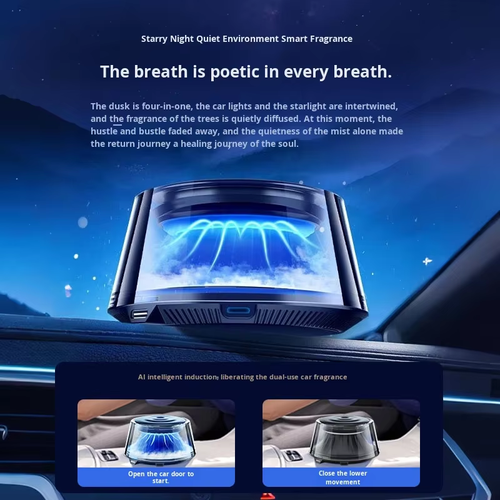 Automatic light-changing fragrance diffuser, high-end car fragrance diffuser, car interior perfume, trendy and cool new model, long-lasting fragrance with automatic spraying.