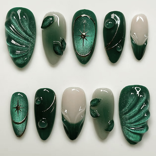 The latest 9-style fashionable nail sticker set includes detachable nail tips for DIY nail art. It contains 216 glue-based tips for easy removal.