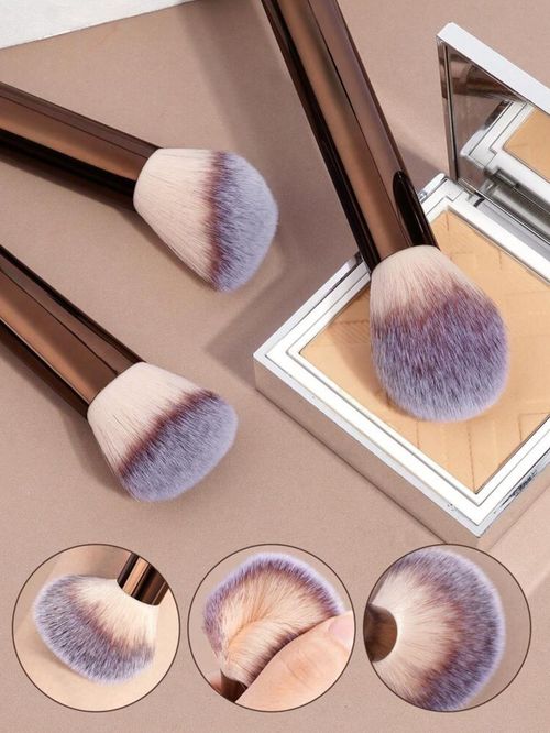 13 brown aluminum tube makeup brushes set + cloth bag + 2 brown triangle brushes