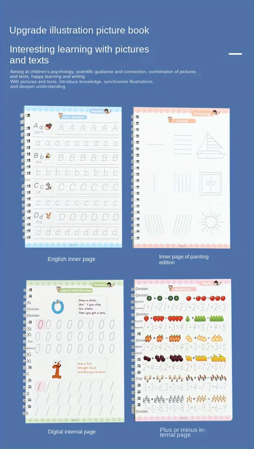Help children grow 4 Practice Notebooks + 5 Pen Refills + 1 Grip: Magic Practice Writing Book for Beginners, a Tracing Book for Numbers And English, Fun Writing Stickers with Disappearing Ink.