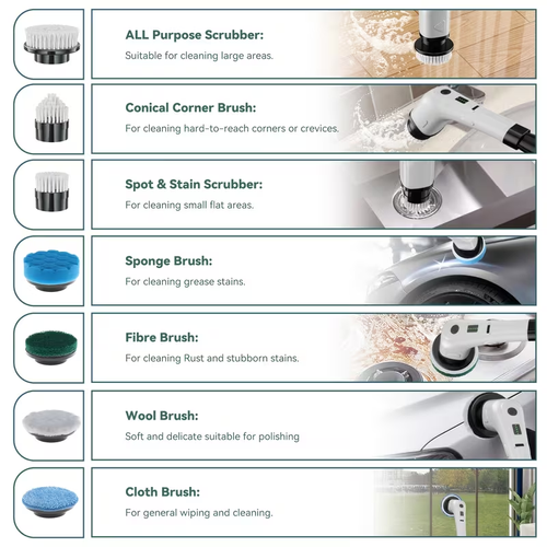 New Multifunctional Electric Cleaning Brush, Telescopic Long Handle 7-in-1 Cleaning Brush, Cleaning Tool, Household Floor And Kitchen Sweeping Brush