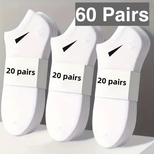60 Pairs of Men's Breathable Socks - THCBME Men's & Women's Black White Grey Ankle Socks - No-Wash Anti-Odor Quick-Dry Low-Cut Boat Socks, Bulk Pack (50 Pairs) for Summer,, Travel, Casual Attire - Unisex Short Socks for &