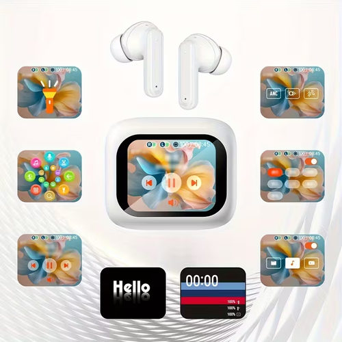 2025 Upgraded Smart LCD Touchscreen Earbuds – New Wireless Headphones, Unisex Sports Design with Chinese English Language Switching. Built-in Microphone & Adjustable Sound Quality. Compatible with Apple, Samsung, vivo, Xiaomi, OPPO, and More, Premium Wireless Earbuds, Earbuds for Phone Calls, Wired Headphones, Monster Wireless Earbuds, True Wireless Earbuds, Phone Call Earbuds, Travel Headphones, Sleek Design, Modern Earbuds, Highquality Audio, Lightweight Build,