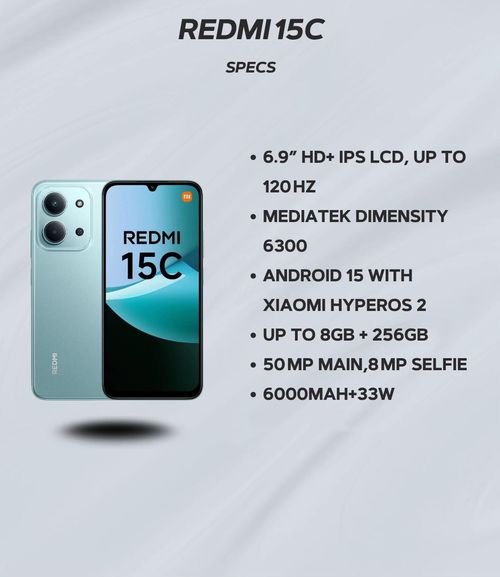 Original Redmi 14C-15C 8+256GB Android LTE HD AMOLED 120Hz Dual SIM 5.8-inch Smartphone, Genuine and Unlocked
