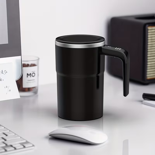 Self Stirring Mug, Auto Magnetic Coffee Mug with LED Display Temperature, Rechargeable Automatic Stirring Mug, 12oz Self Mixing Cup with Lid to Stir Coffee Mixed Milk at Desk Use
