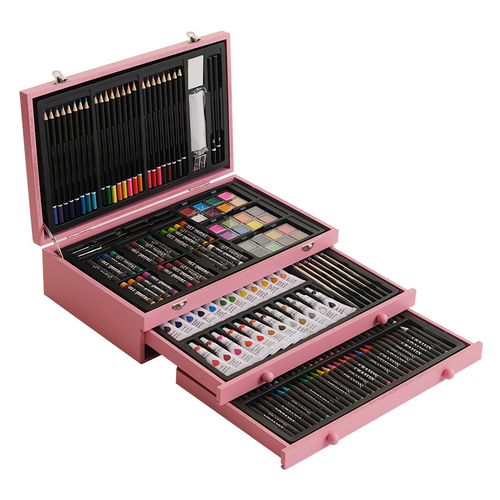 175pcs Deluxe Art Set with 2 Drawing Pads, Crayons, Acrylic Paints, Colored Pencils Set In Wooden Case, Professional Art Kit, Paint Supplies, Gift, Christmas & Halloween, Back to School, Art Kit, Art Tools, Creative Projects, Stylish Art Supplies