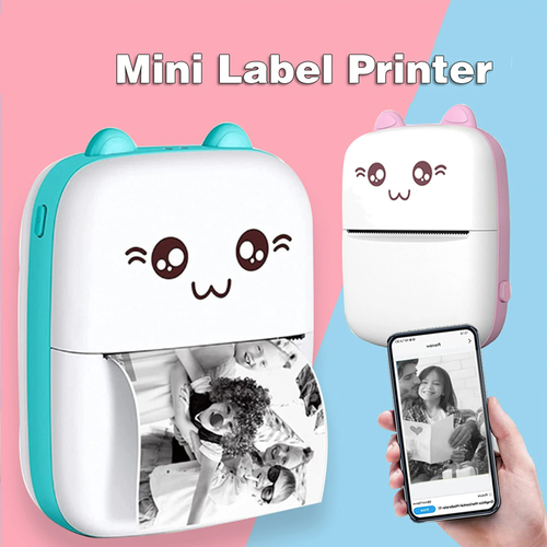 Cute Portable Printer with Cloth Bag and Plenty of Printing Paper | 200dpi Wireless BT, Photo and Label Printing, USB Charging, Ink-less, Ideal for Travel and Home Use, Includes USB Cable | COBEISI Brand