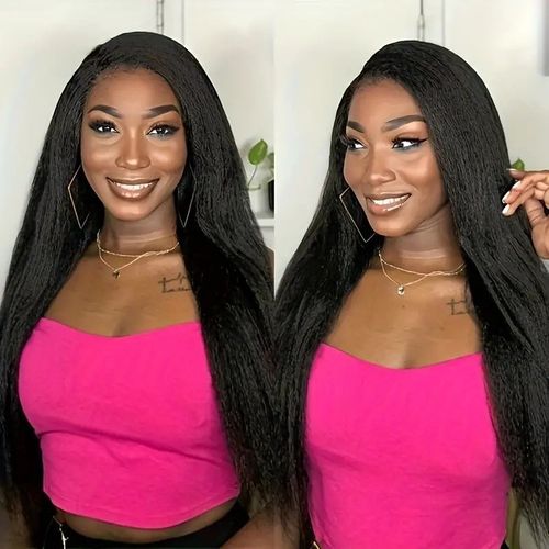 Long straight hair wig, ultra-realistic wig, heat-resistant wig for women, secure and won't fall off, full head wig for cosplay parties, women's.