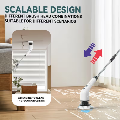 New Multifunctional Electric Cleaning Brush, Telescopic Long Handle 7-in-1 Cleaning Brush, Cleaning Tool, Household Floor And Kitchen Sweeping Brush