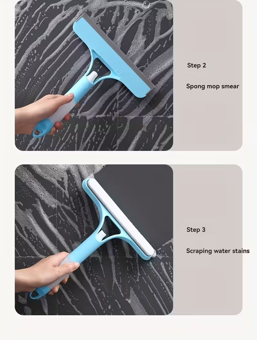 3 pack 3-in-1 & Mirror  - Heavy-Duty Plastic Bathroom Window Cleaner, Door, Scraper, and Wiper - No Electricity Needed, Ideal for Home Use