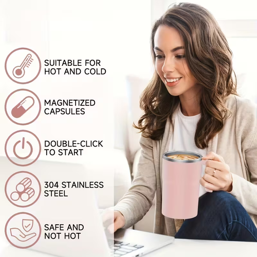 Self Stirring Mug, Auto Magnetic Coffee Mug with LED Display Temperature, Rechargeable Automatic Stirring Mug, 12oz Self Mixing Cup with Lid to Stir Coffee Mixed Milk at Desk Use
