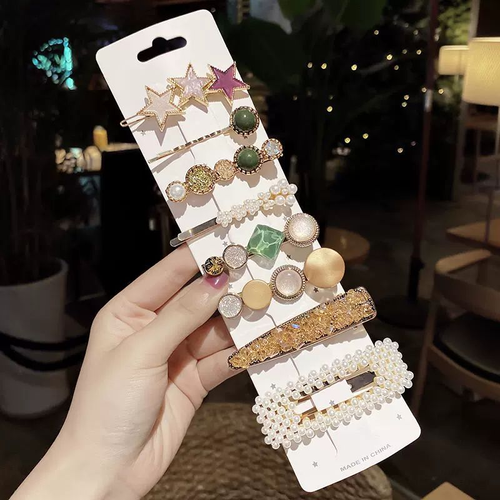 Set of 46 Assorted French-Style Pearl Hairpins for Women, Featuring Cute Korean Designs, Side Bb Clips, And Simple Duckbill Clips Available for Wholesale.
