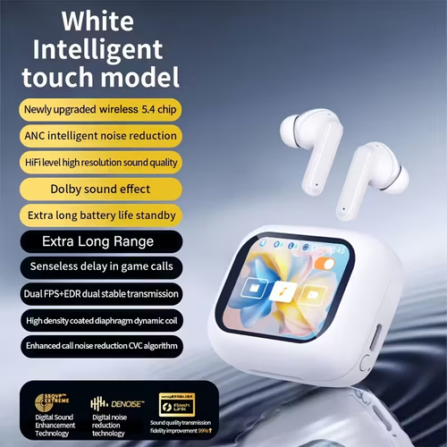 2025 Upgraded Smart LCD Touchscreen Earbuds – New Wireless Headphones, Unisex Sports Design with Chinese English Language Switching. Built-in Microphone & Adjustable Sound Quality. Compatible with Apple, Samsung, vivo, Xiaomi, OPPO, and More, Premium Wireless Earbuds, Earbuds for Phone Calls, Wired Headphones, Monster Wireless Earbuds, True Wireless Earbuds, Phone Call Earbuds, Travel Headphones, Sleek Design, Modern Earbuds, Highquality Audio, Lightweight Build,